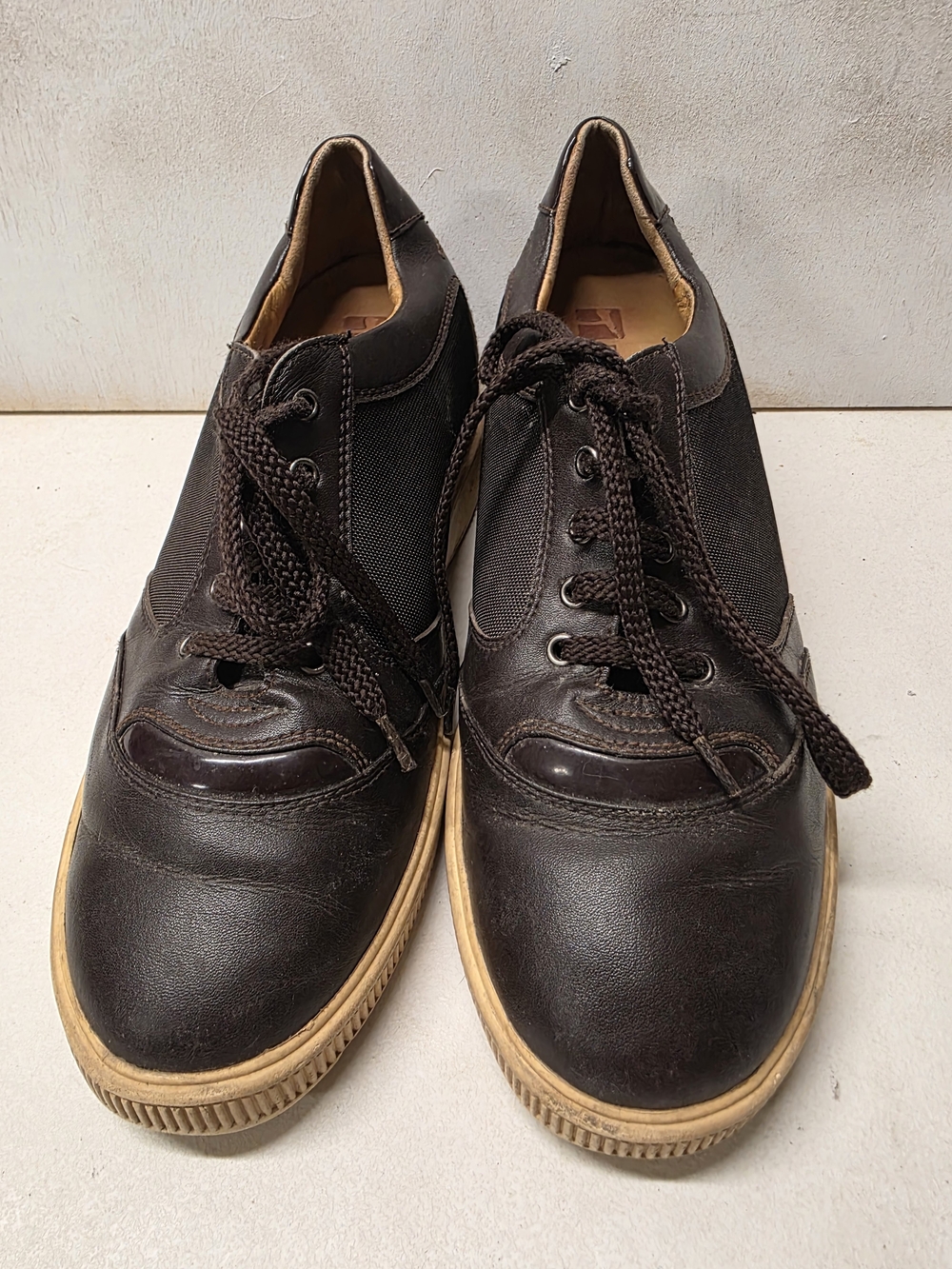 TOTO A53271 Men’s 9 Dark Brown Leather Mesh Elevator Shoes 3.2” Height